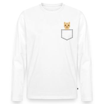 Taschentier Katze rot getigert - Männer Premium Bio Langarmshirt - Weiß - Vorne - Nico (187cm)