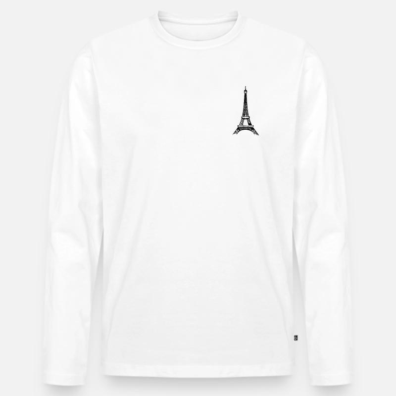 Eiffelturm - Männer Premium Bio Langarmshirt - Weiß
