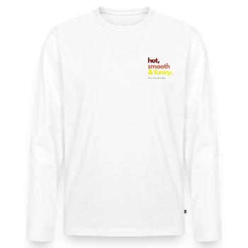 HOT SMOOTH & FUNNY - Männer Premium Bio Langarmshirt - Weiß - Vorne - Nico (187cm)