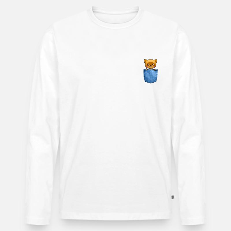 Fuchs in Tasche - Männer Premium Bio Langarmshirt - Weiß