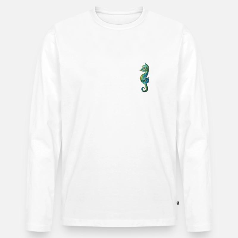 Hippocampus - Männer Premium Bio Langarmshirt - Weiß
