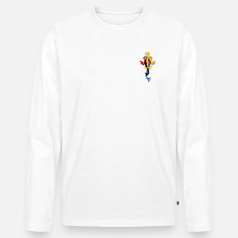 Schlangenbogen in stilisierten Farben - Männer Premium Bio Langarmshirt - Weiß