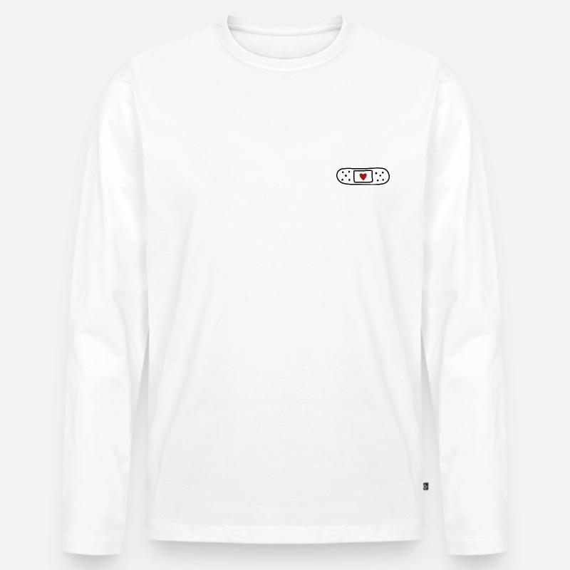Pflaster Herz Doodle - Männer Premium Bio Langarmshirt - undefined
