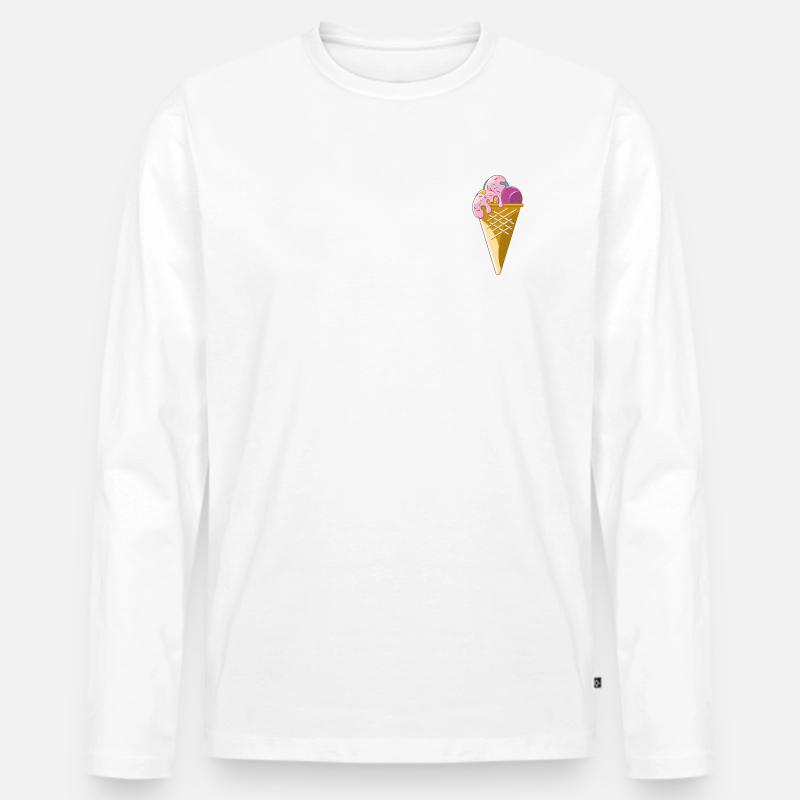 Eiscreme in der Waffel - Männer Premium Bio Langarmshirt - Weiß