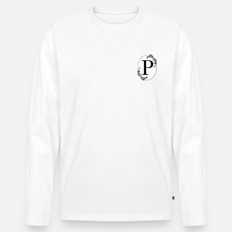 Buchstabe P - Männer Premium Bio Langarmshirt - Weiß
