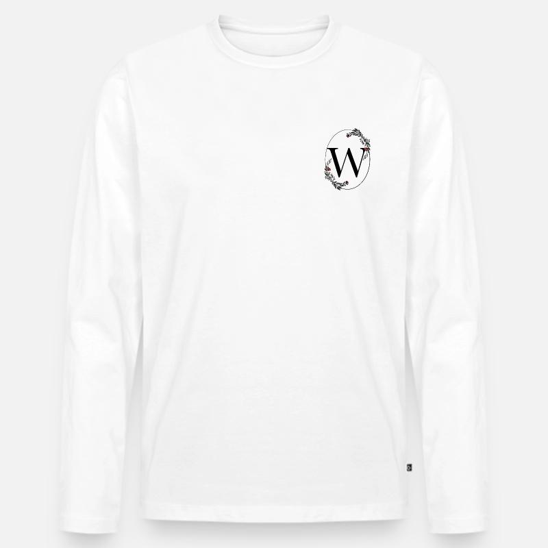 Buchstabe W - Männer Premium Bio Langarmshirt - Weiß