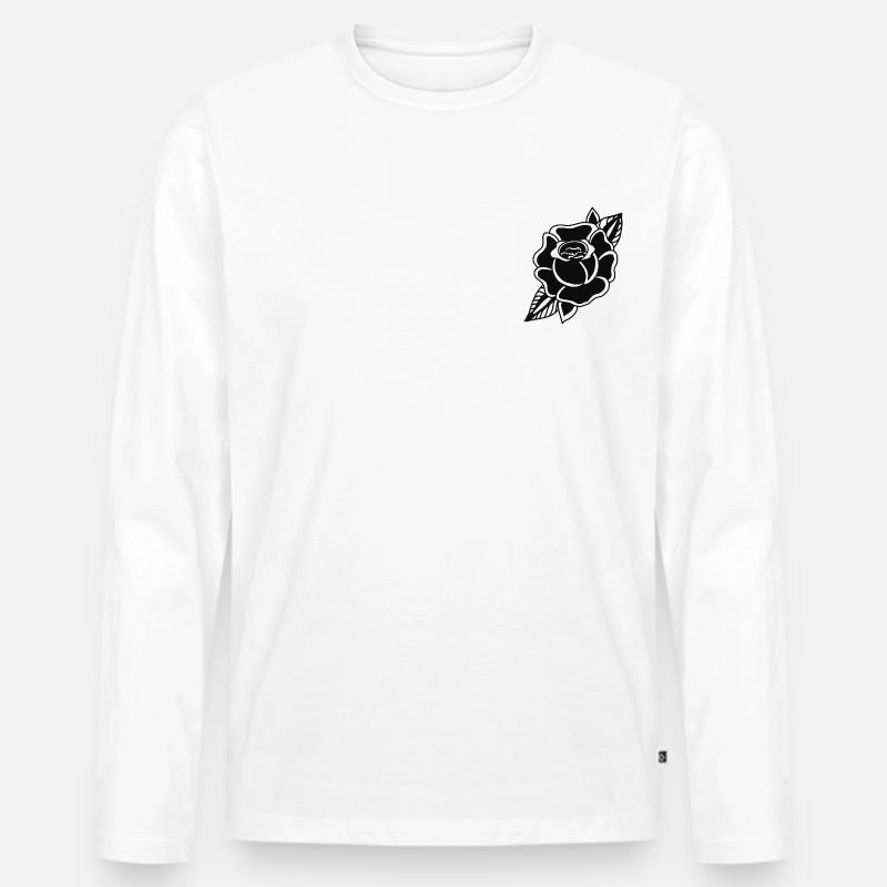 Old School Rose - Männer Premium Bio Langarmshirt - Weiß