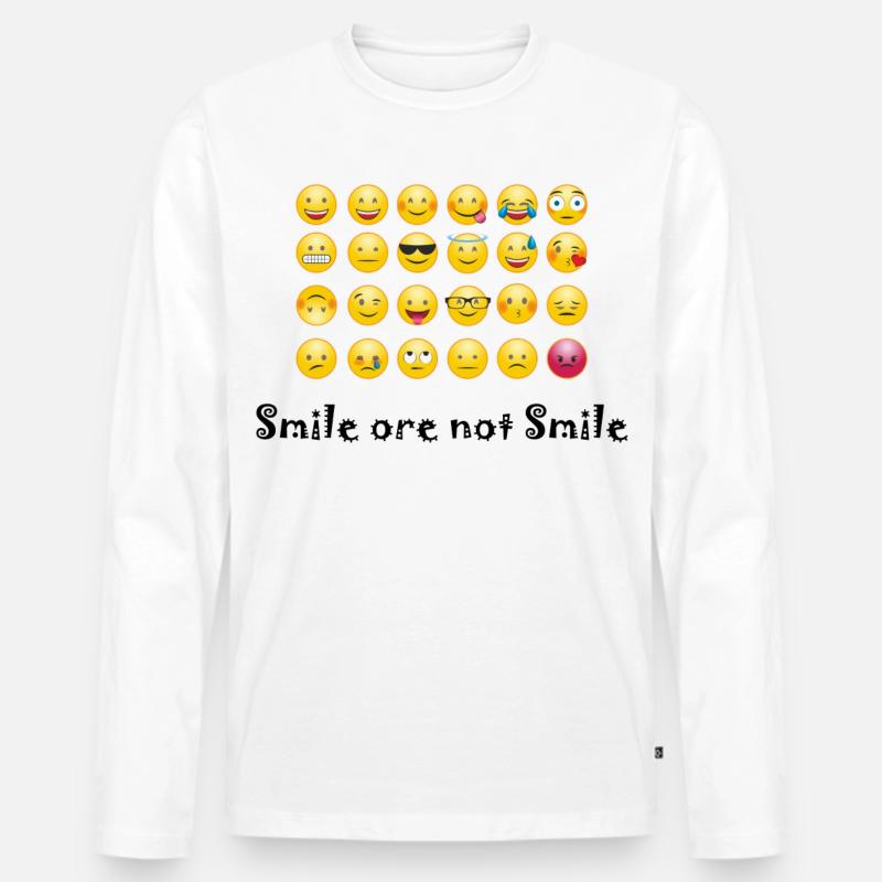 Smilie - Männer Premium Bio Langarmshirt - Weiß