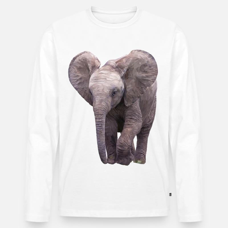 Elefäntchen - Männer Premium Bio Langarmshirt - Weiß