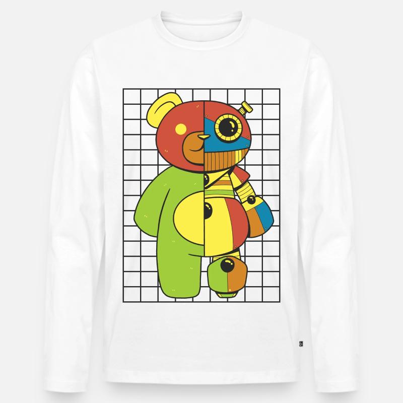 Teddybär, Roboter - Männer Premium Bio Langarmshirt - Weiß