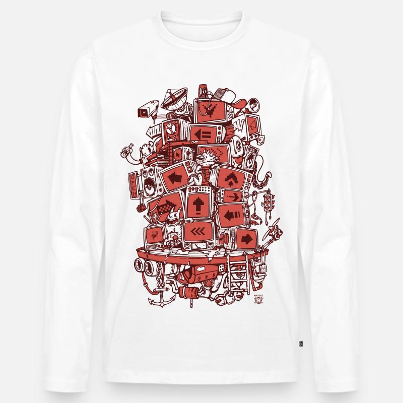 TV Project 2 Farben - Männer Premium Bio Langarmshirt - Weiß