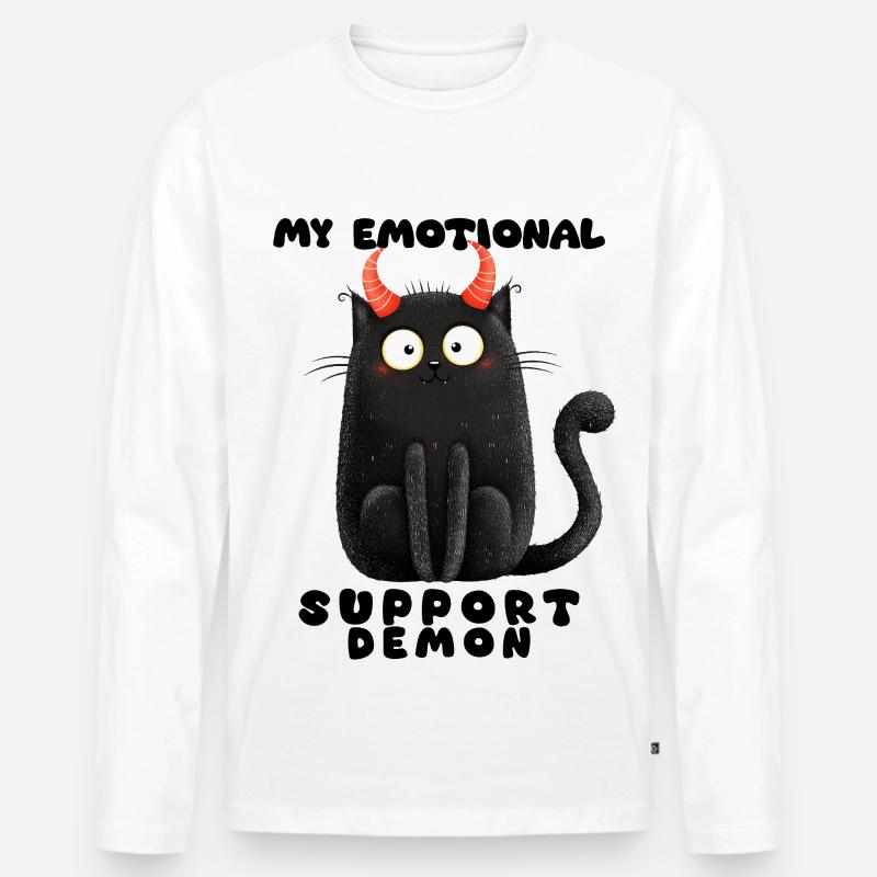 Emotionaler Support-Dämon – Lustige Katzen Edition - Männer Premium Bio Langarmshirt - Weiß