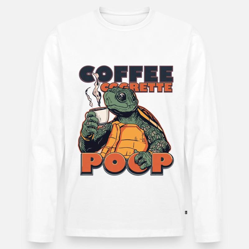 Lizard Schildkröte Kaffee Kippe Gaffel Zigarette - Männer Premium Bio Langarmshirt - Weiß