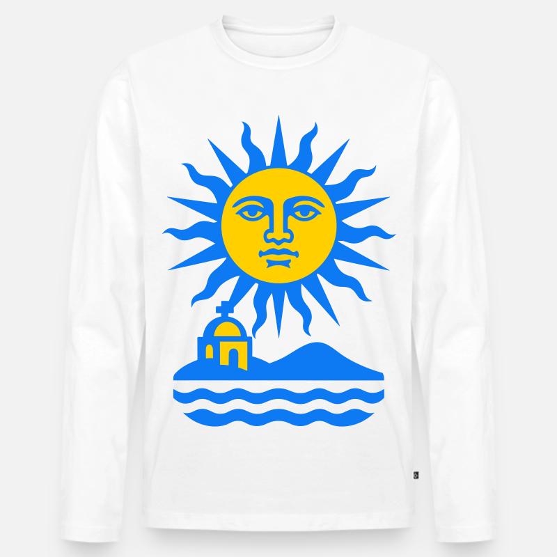 Greece Sun Art - Männer Premium Bio Langarmshirt - Weiß