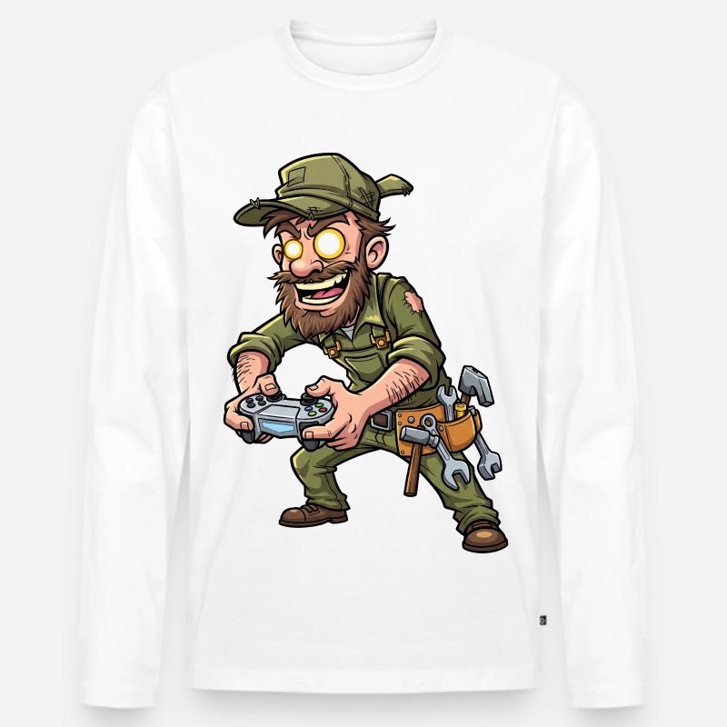Gamer Schrauber Werkheld Handwerker - Männer Premium Bio Langarmshirt - Weiß