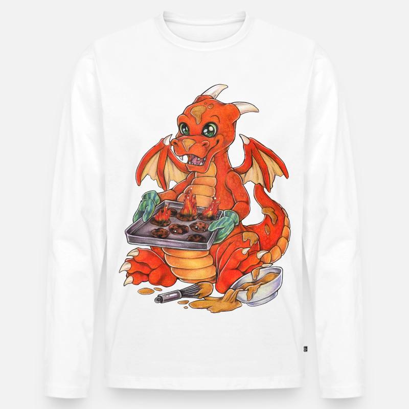 Witziger Drache Plätzchen Backen Weihnachten - Männer Premium Bio Langarmshirt - Weiß