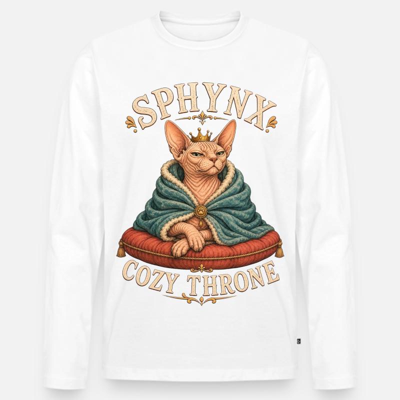 SPHYNX COZY THRONE Katze - Männer Premium Bio Langarmshirt - Weiß