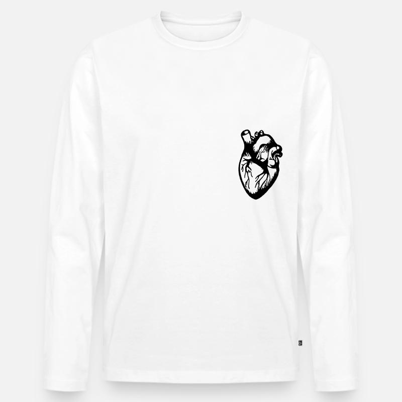 Herz - Männer Premium Bio Langarmshirt - Weiß