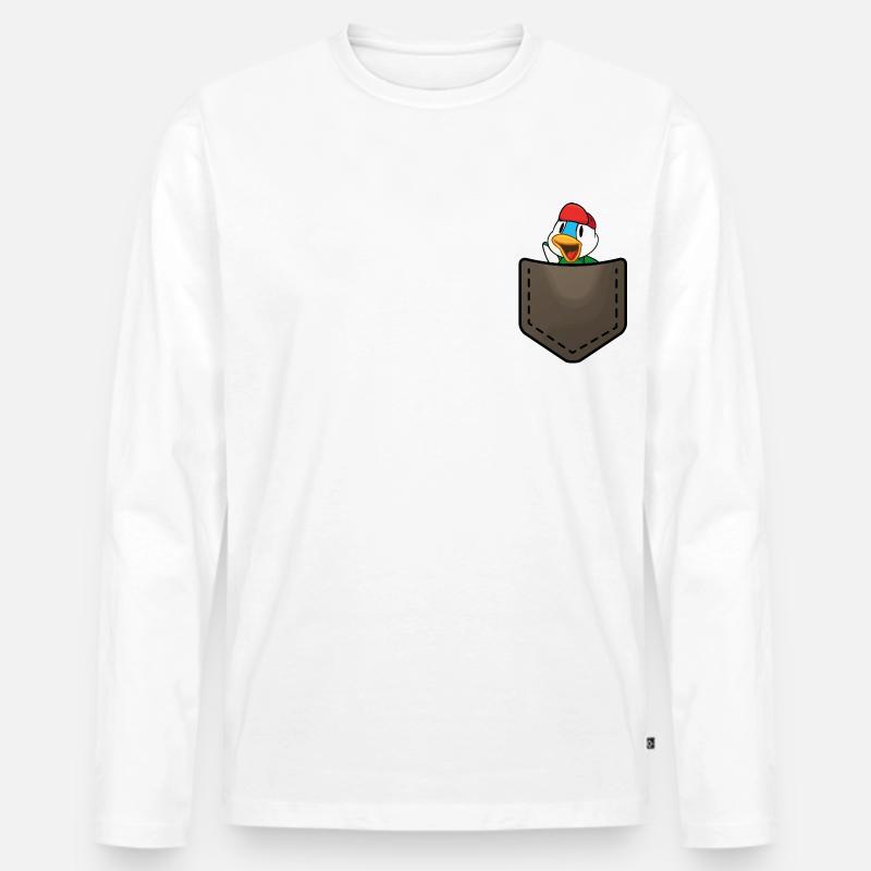 Duck in a pocket - Männer Premium Bio Langarmshirt - Weiß