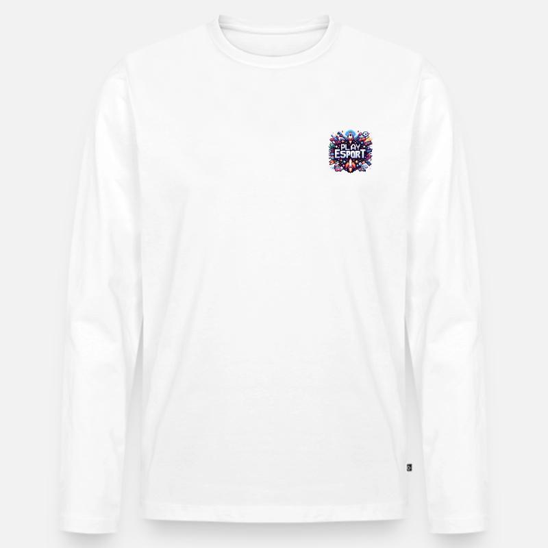 Play Pixel - Männer Premium Bio Langarmshirt - Weiß