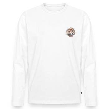 Tigre mandala aquarelle - T-shirt manches longues Premium bio Homme - blanc - Devant - Nico (187cm)