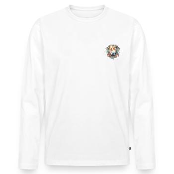 Chien mandala aquarelle - T-shirt manches longues Premium bio Homme - blanc - Devant - Nico (187cm)