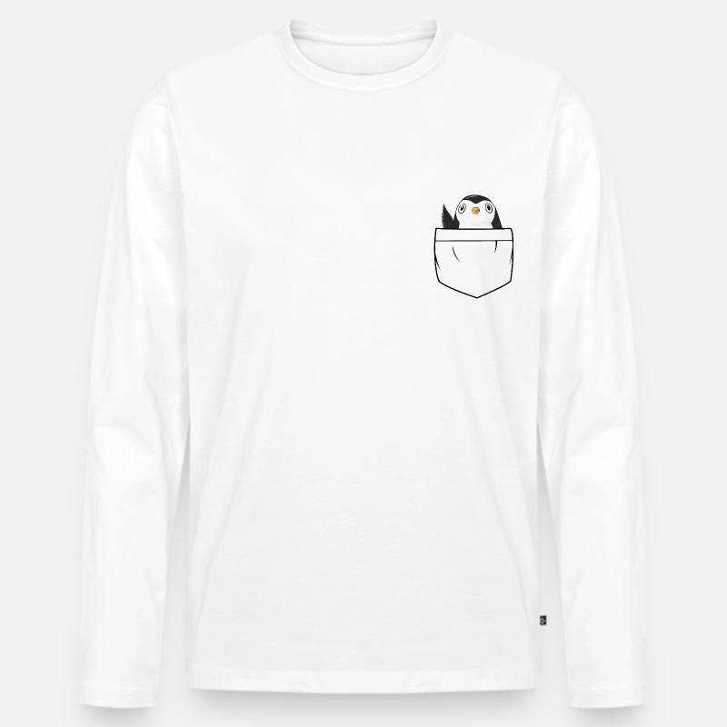 Pinguin Täschchen - Männer Premium Bio Langarmshirt - Weiß