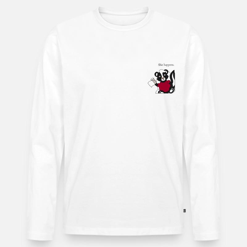 Stinktier Pixie Shit happens - Männer Premium Bio Langarmshirt - Weiß