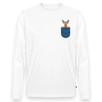 Weihnachten Elch in Brusttasche - Männer Premium Bio Langarmshirt - Weiß - Vorne - Nico (187cm)