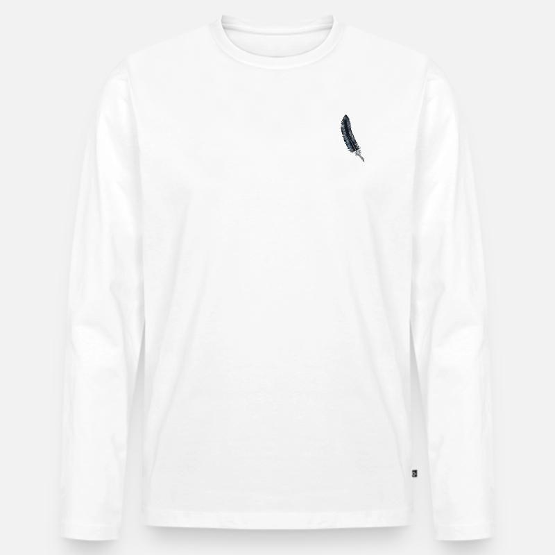 Krähenfeder - Männer Premium Bio Langarmshirt - Weiß
