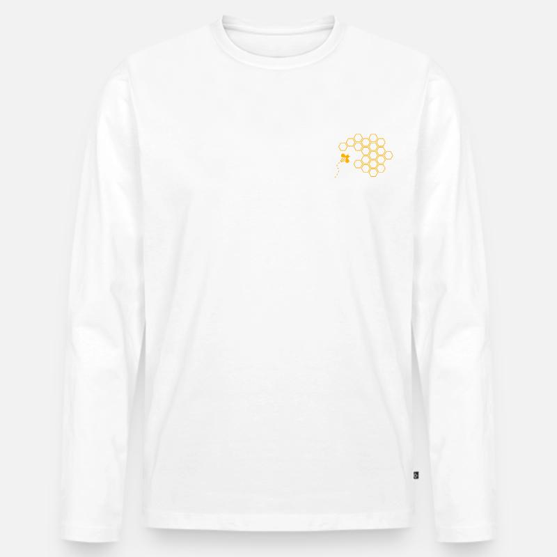 Honigwaben - Männer Premium Bio Langarmshirt - Weiß