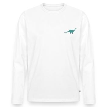 Dinosaur True Graphic Print - T-shirt manches longues Premium bio Homme - blanc - Devant - Nico (187cm)