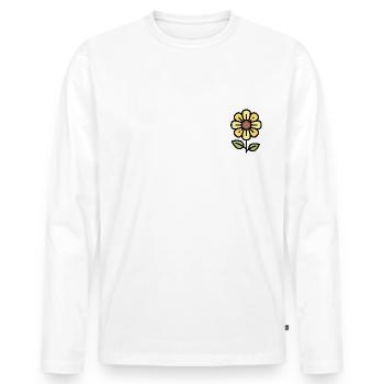 Yellow flower gift idea - Men's Premium Organic Long Sleeve Shirt - white - Front - Nico (187cm)