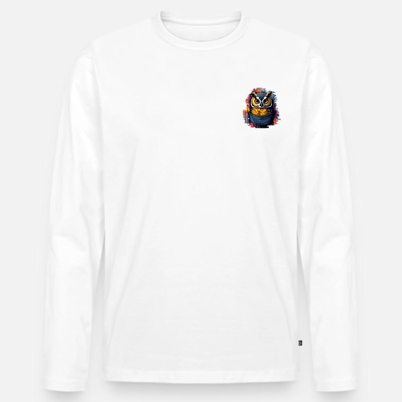 Eule grunge - Männer Premium Bio Langarmshirt - Weiß