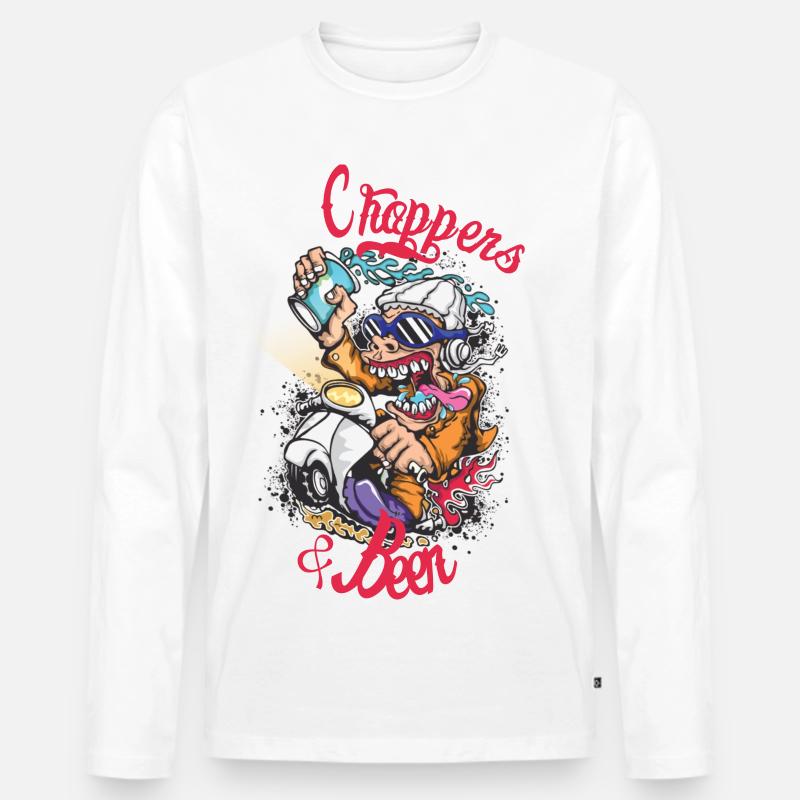 Choppers Crew Affe Roller - Männer Premium Bio Langarmshirt - Weiß