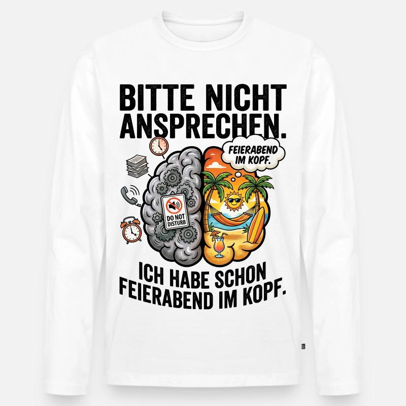Feierabend Kopf-Konflikt - Männer Premium Bio Langarmshirt - Weiß