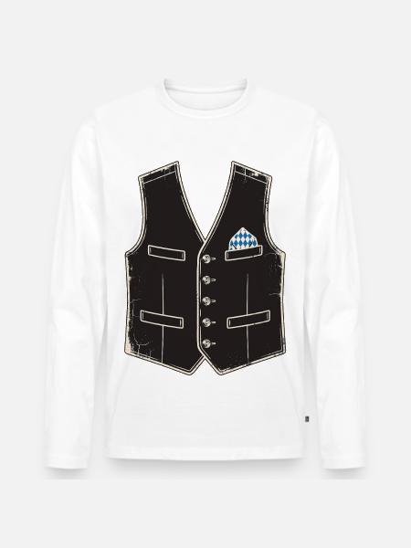 Trachten Ersatz - Männer Premium Bio Langarmshirt - Weiß