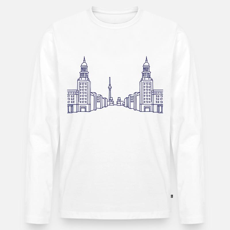 Frankfurter Tor Berlin - Männer Premium Bio Langarmshirt - Weiß