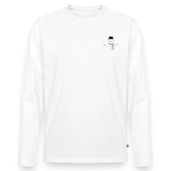 SCHNEEMANN - Männer Premium Bio Langarmshirt - Weiß - Vorne - Nico (187cm)