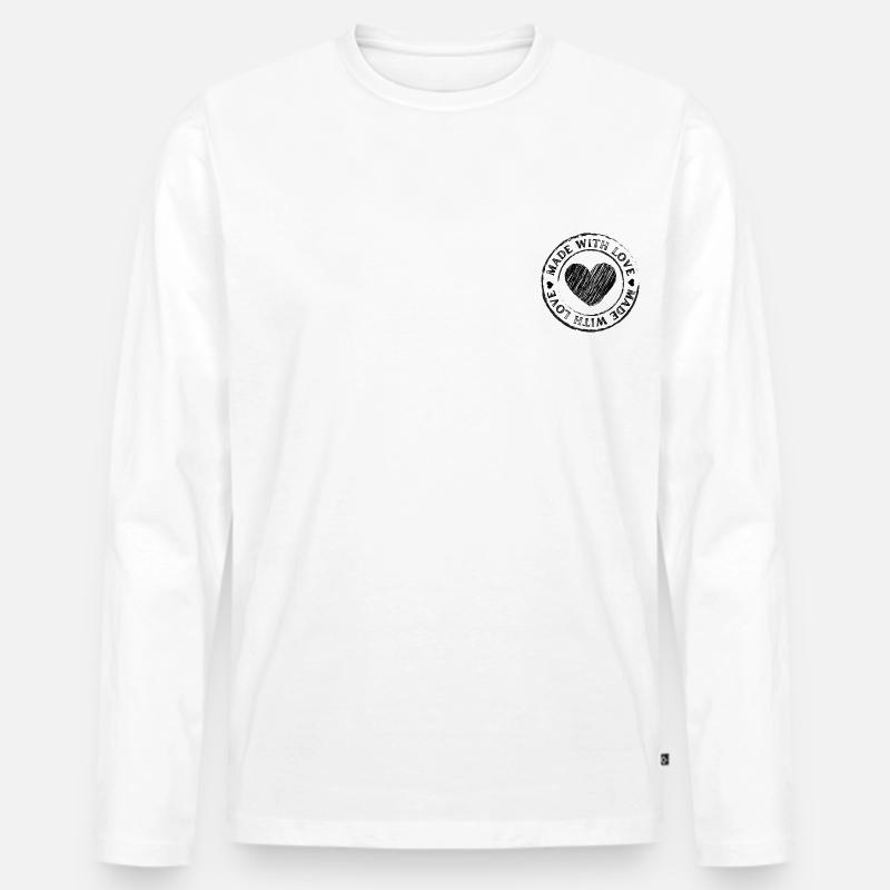 MADE WITH LOVE - Männer Premium Bio Langarmshirt - Weiß