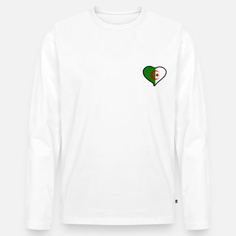 Algerien Flagge - Männer Premium Bio Langarmshirt - Weiß