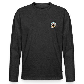 Corgi Space Traveller Dog Lover Puppy - T-shirt manches longues Premium bio Homme - anthracite chiné - Devant - Nico (187cm)