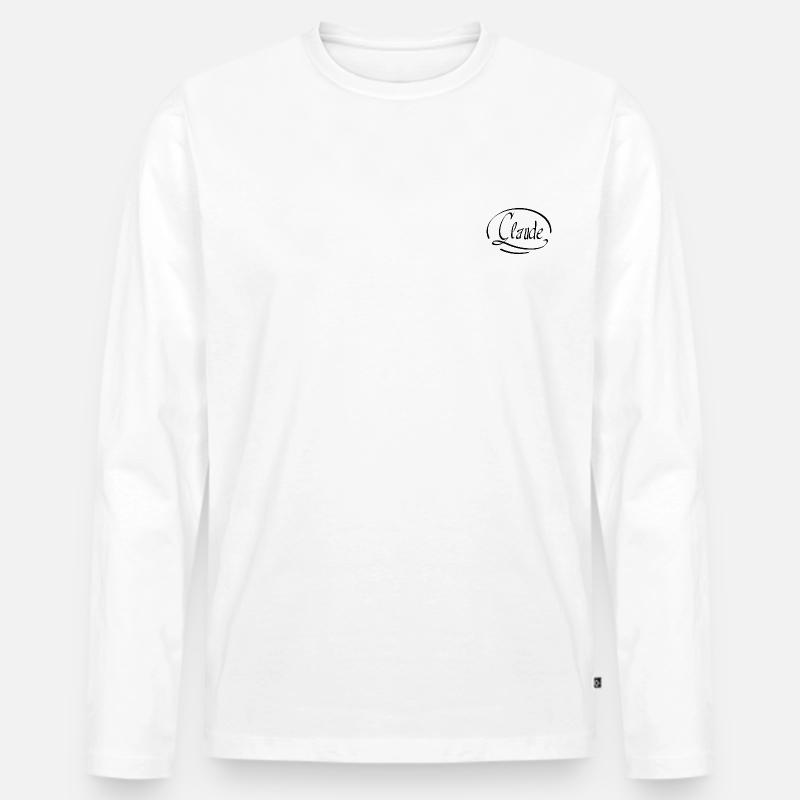 Claude - Männer Premium Bio Langarmshirt - Weiß