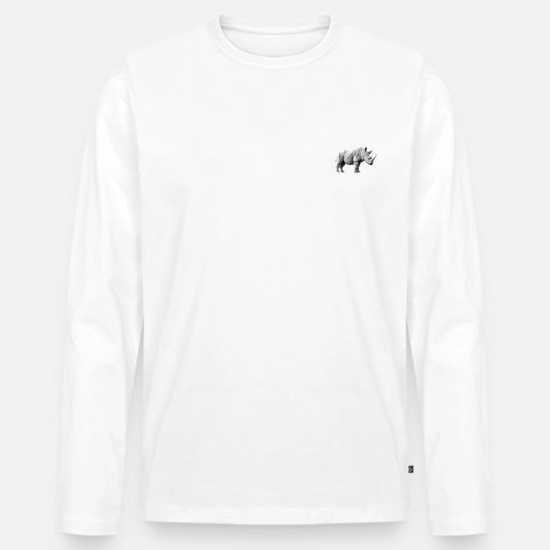 RHINO - Männer Premium Bio Langarmshirt - Weiß