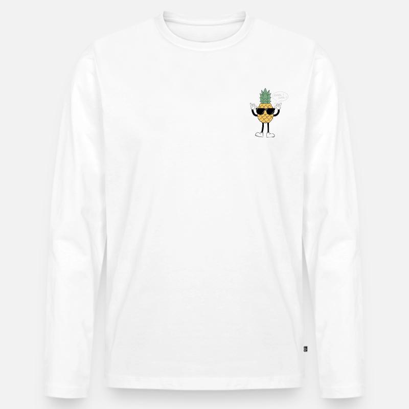 T-Shirt Ananas Cooles Logo - Männer Premium Bio Langarmshirt - Weiß
