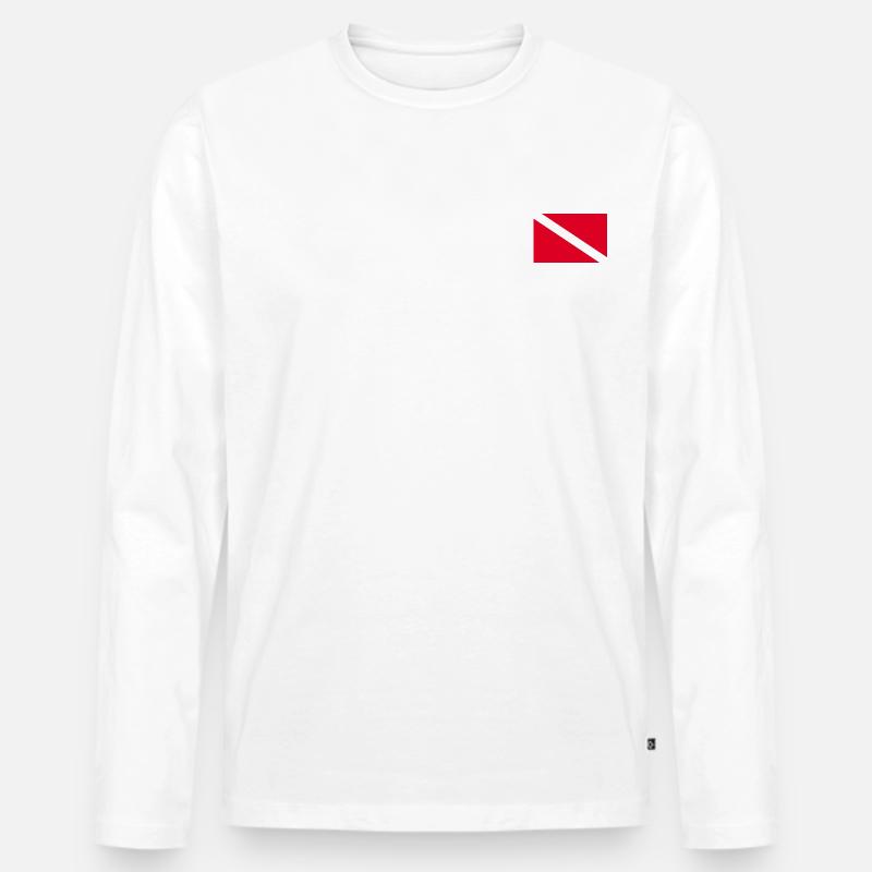 tauchen-Flagge - Männer Premium Bio Langarmshirt - Weiß