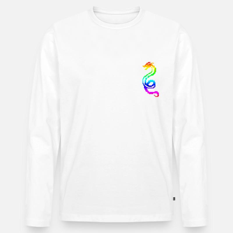 Bunter Retro-Drache - Männer Premium Bio Langarmshirt - Weiß