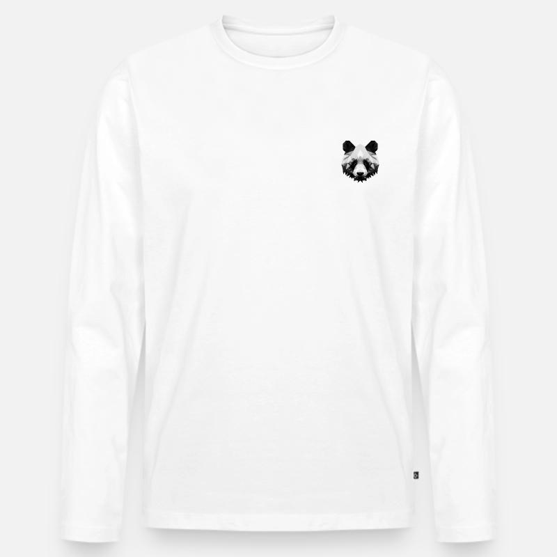 Minimalistischer Polygon-Panda - Männer Premium Bio Langarmshirt - Weiß