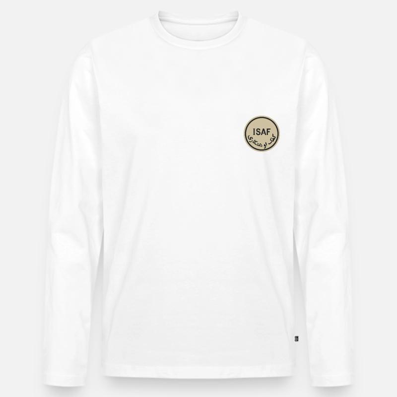 ISAF rund khaki - Männer Premium Bio Langarmshirt - Weiß