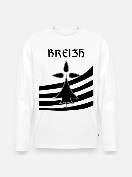 Breizh blason - T-shirt manches longues Premium bio Homme - blanc